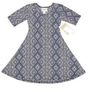 LuLaRoe Adeline Dress Kids Youth Size 2 2T Purple Aztec Boho NWT